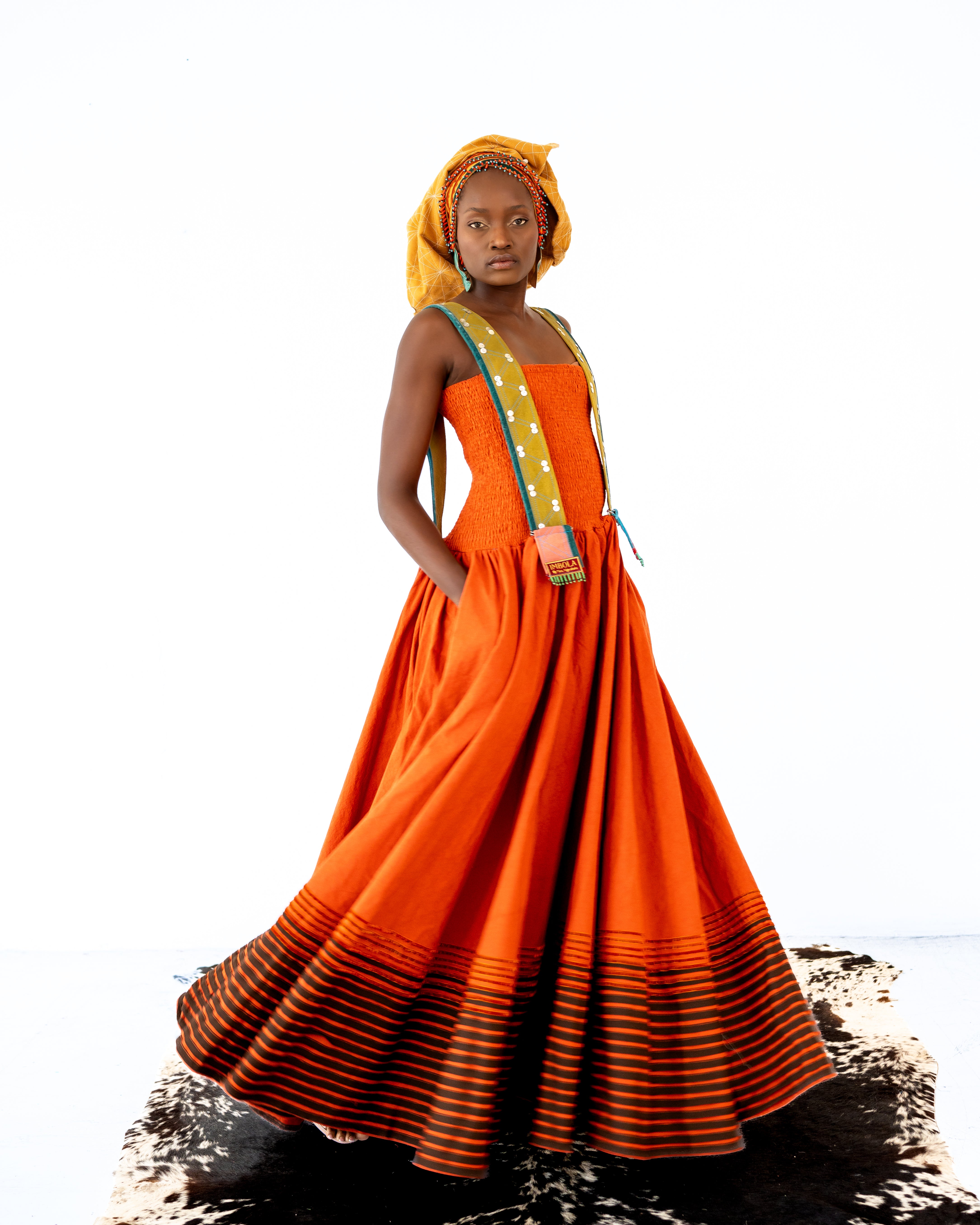 Imbola Orange Mbhaco Dress