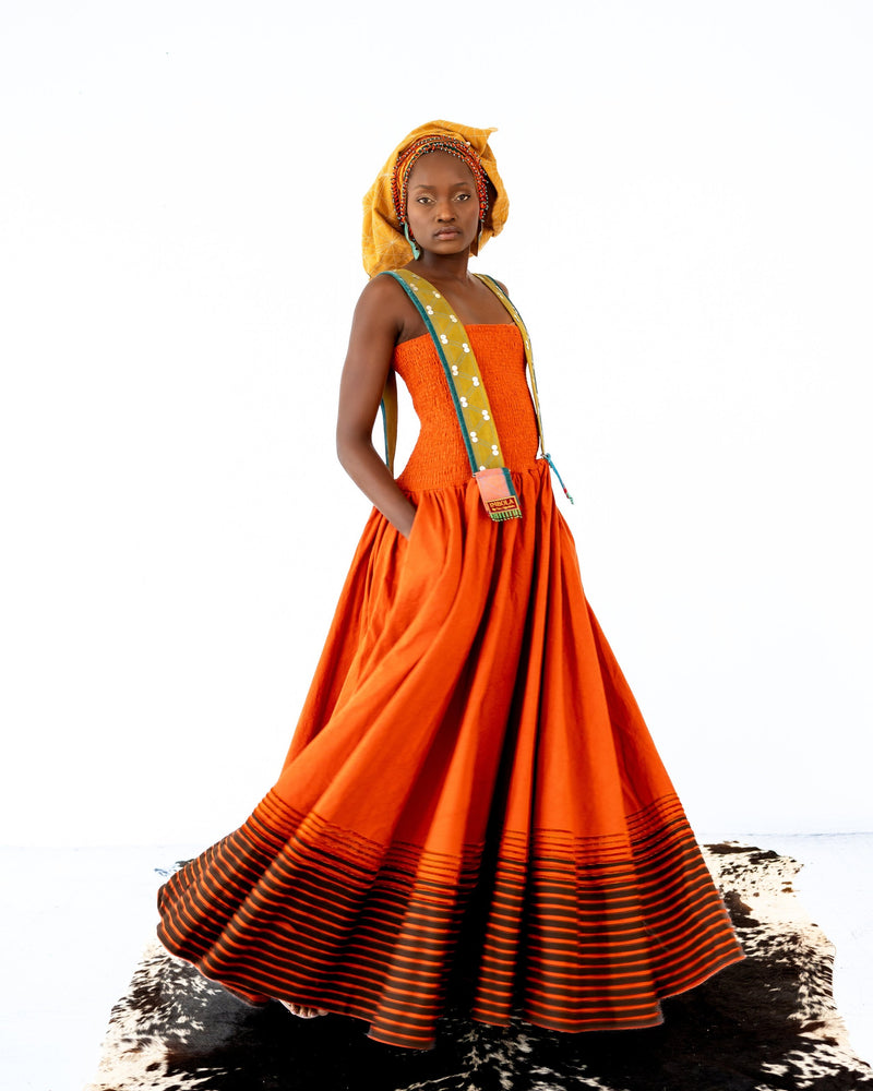 Imbola Orange Mbhaco Dress