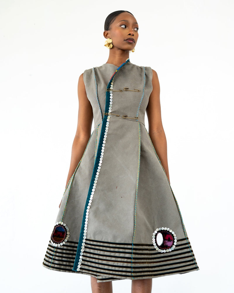 Imbola 'Skhakha' Double Breasted Mbhaco Dress