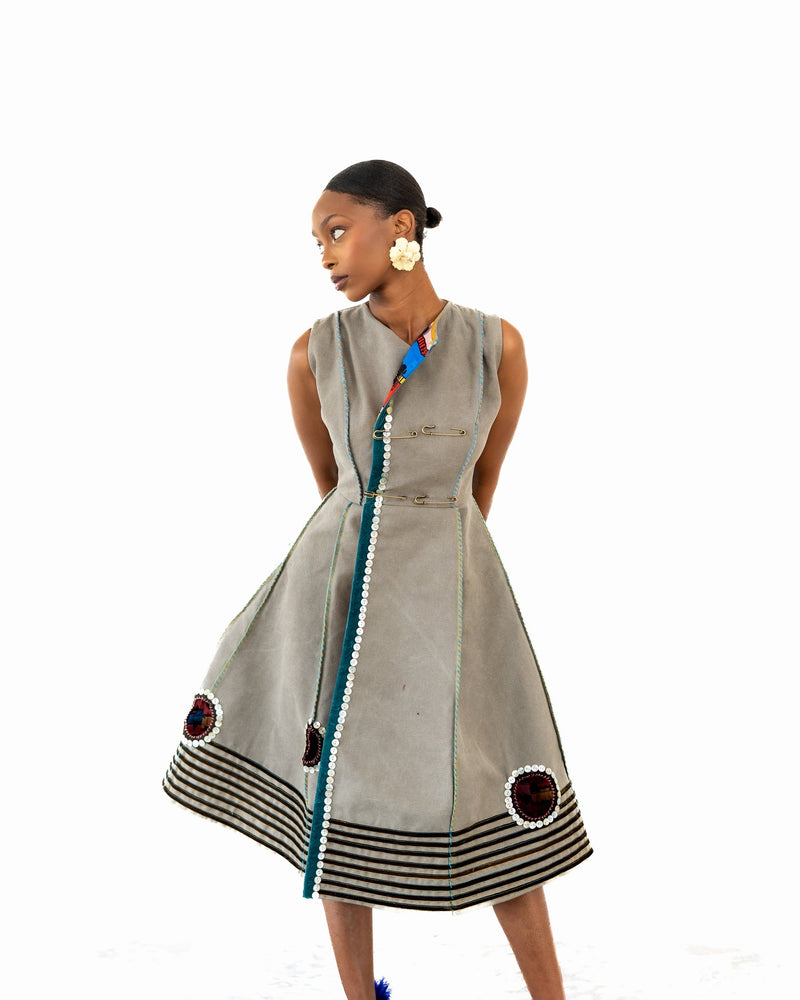 Imbola 'Skhakha' Double Breasted Mbhaco Dress