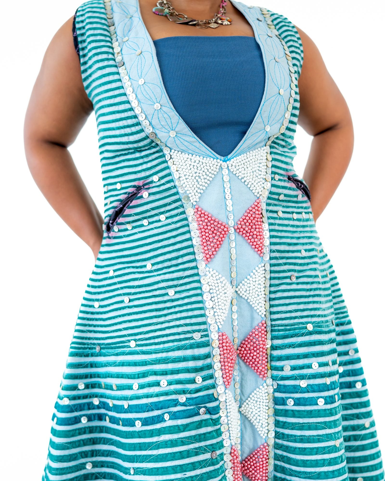 Imbola Turquoise-Sage Mbhaco Wrap Skirt