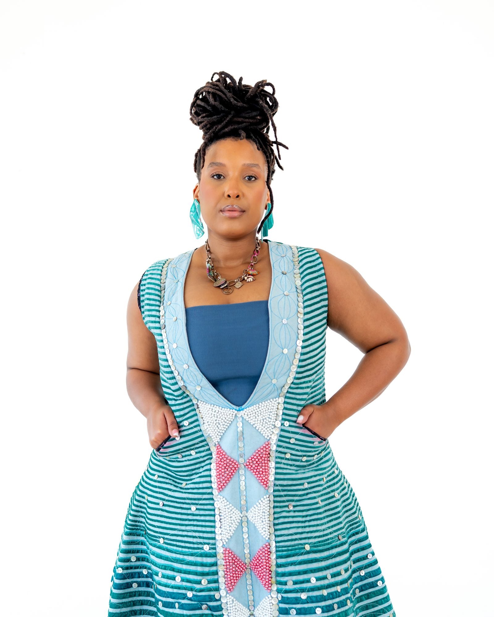 Imbola Turquoise-Sage Mbhaco Wrap Skirt